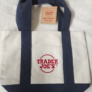 Trader Joe's Navy and Cream Canvas Tote